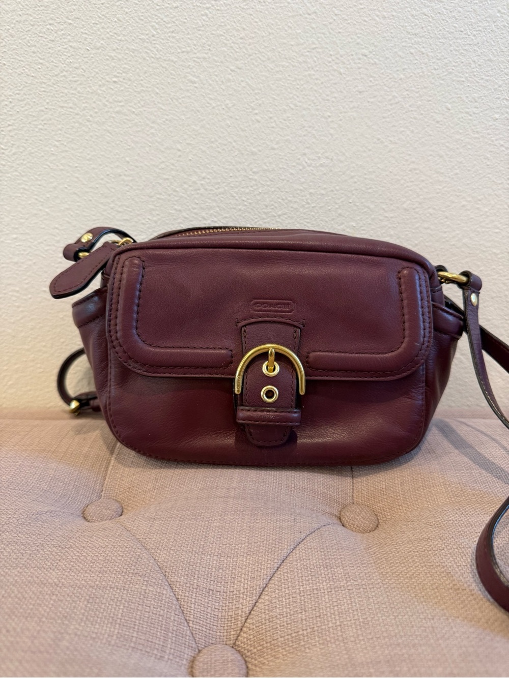 Authentic Vintage Coach Campbell Leather Camera Bag Plum